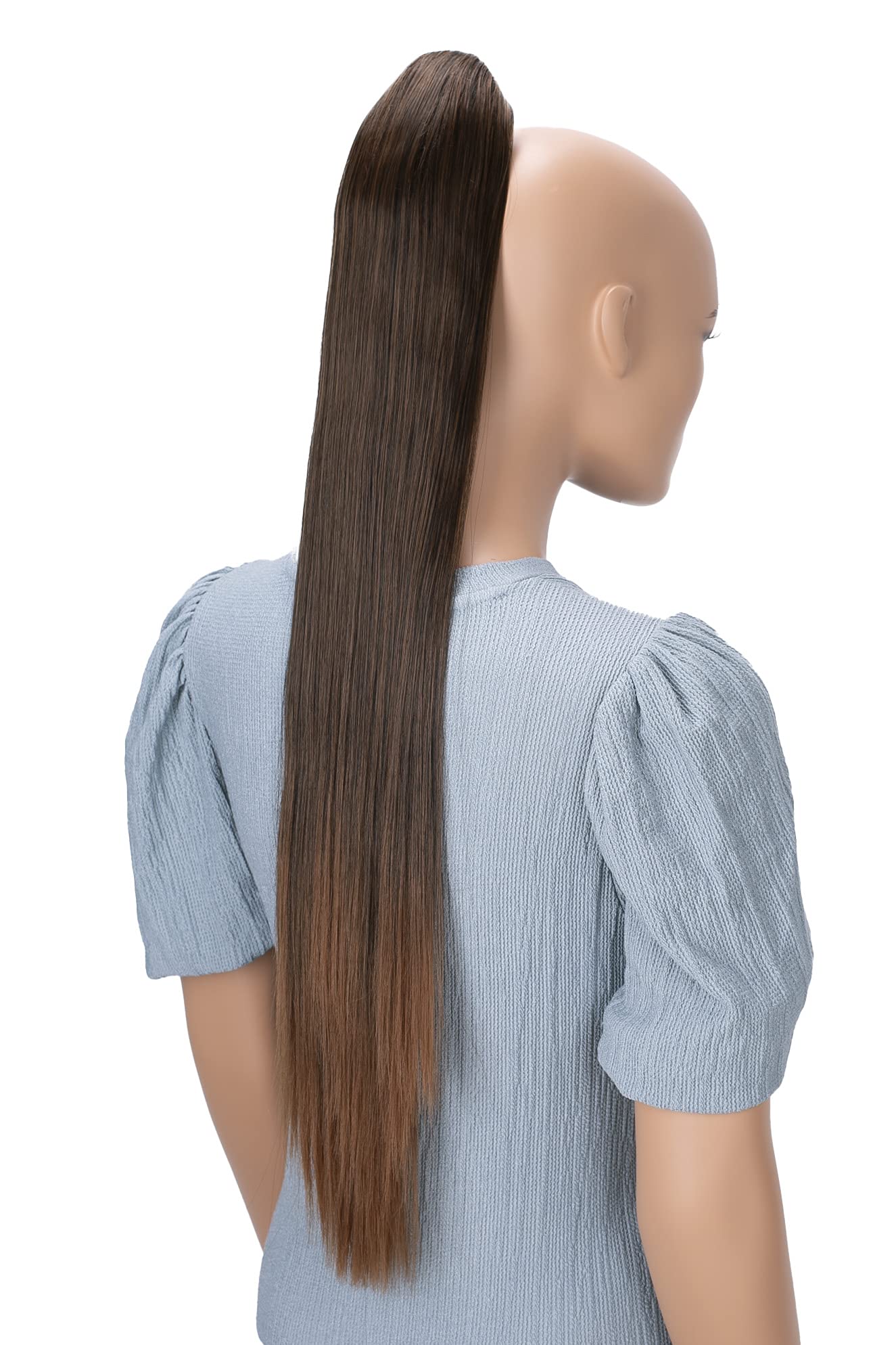 CAISHA 28" Extra Long Straight Ponytail Hairpiece Heat-resistant Synthetic Fibres Brown Mix H81 — image 1