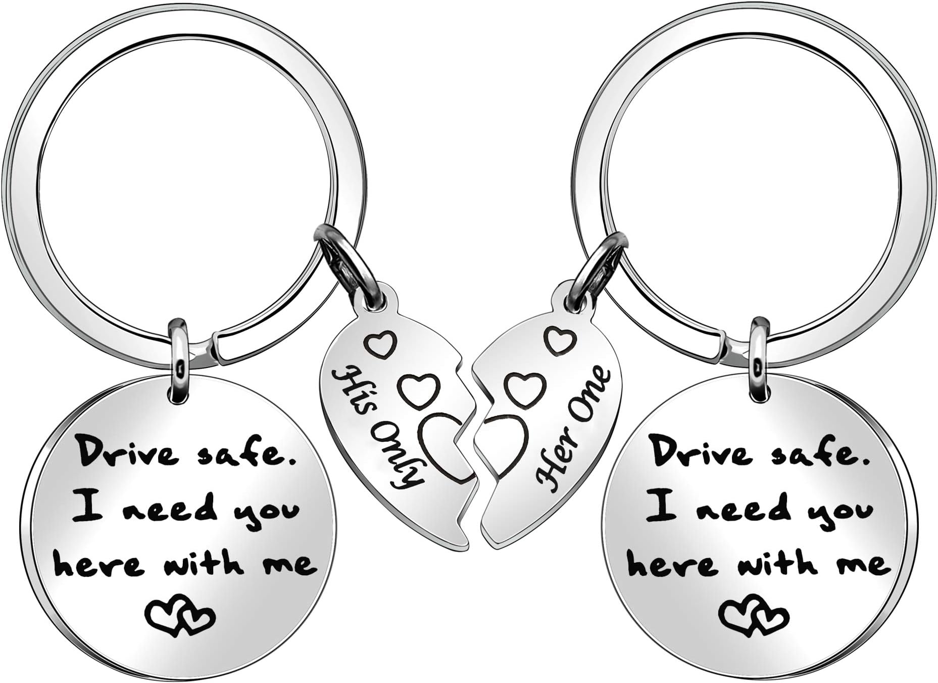 Drive Safe Keyring Set Couple Gifts I Need You here with me Key Ring for Mom Dad Girlfriend Boyfriend Gift (442)