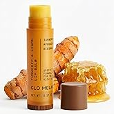 Glo Melanin Natural Lemon &amp; Turmeric Lip Balm - Brighten, Nourish Dark Lips | For Melanin-Rich Skin, For Smokers Lips, Nourishes &amp; Hydrates Lips, Gentle Exfoliation, Organic, Made in USA