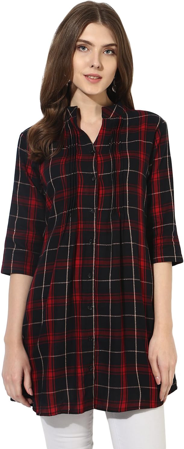 Women's Plaid Check Print Tunic