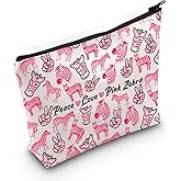 JXGZSO Cute Pink Zebra Makeup Bag Zebra Items For Zebra Lovers Peace Love Pink Zebra Print Cosmetic Bag Animal Lover Gift (Pink Zebra)
