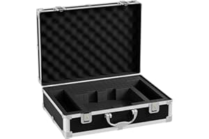 giitooa 14 Inch Hard Shell Carrying Case, Aluminum Alloy Sturdy Build, Customizable Pre-Diced Foam, Suitable for Wireless Mic System Storage & Camera Gear Transportation, Black
