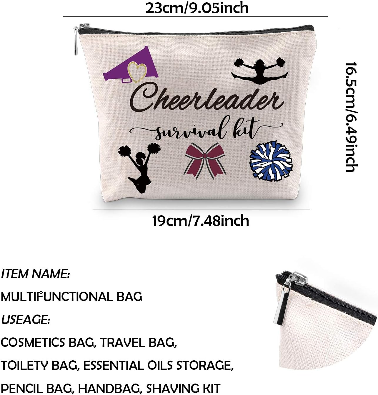 Cheerleading Gift Cheerleader Survival Kit Portable Travel Accessories Toiletry Bag Makeup Bag (Cheerleader Bag EU) - Image 3