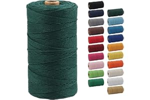 Macrame Cord, POZEAN 2mm x 220 Yards (About 200m) Colored Macrame Rope, 100% Natural Cotton Rope for Wall Hanging,Plant Hangers,DIY Crafts Knitting,Christmas Wedding Decorative Projects(DarkGreen)