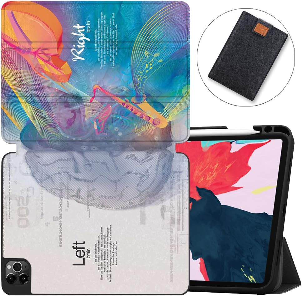 MAITTAO Case For iPad Pro 11 inch 2nd Generation 2020 Release with Apple Pencil Holder, Soft TPU Back Shell Stand Smart Cover For iPad Pro 11 Case Tablet Sleeve 2 in 1 Bundle, Creative Brain 9