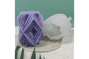 EVERELAM Geometry Candle Mold Cylinder Shape Candle Mold Wave Candle Mold Resin Mold Clay Mold Jewelry Resin Casting Mold Candle Making Molds Craft Supplies 3D Mold Silicone Mold for Resin Casting Mold