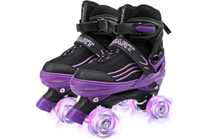HXWY Kids Roller Skates for Boys Girls Child Toddler Beginners, Adjustable 4 Sizes Roller Skates for Adult and Youth with All
