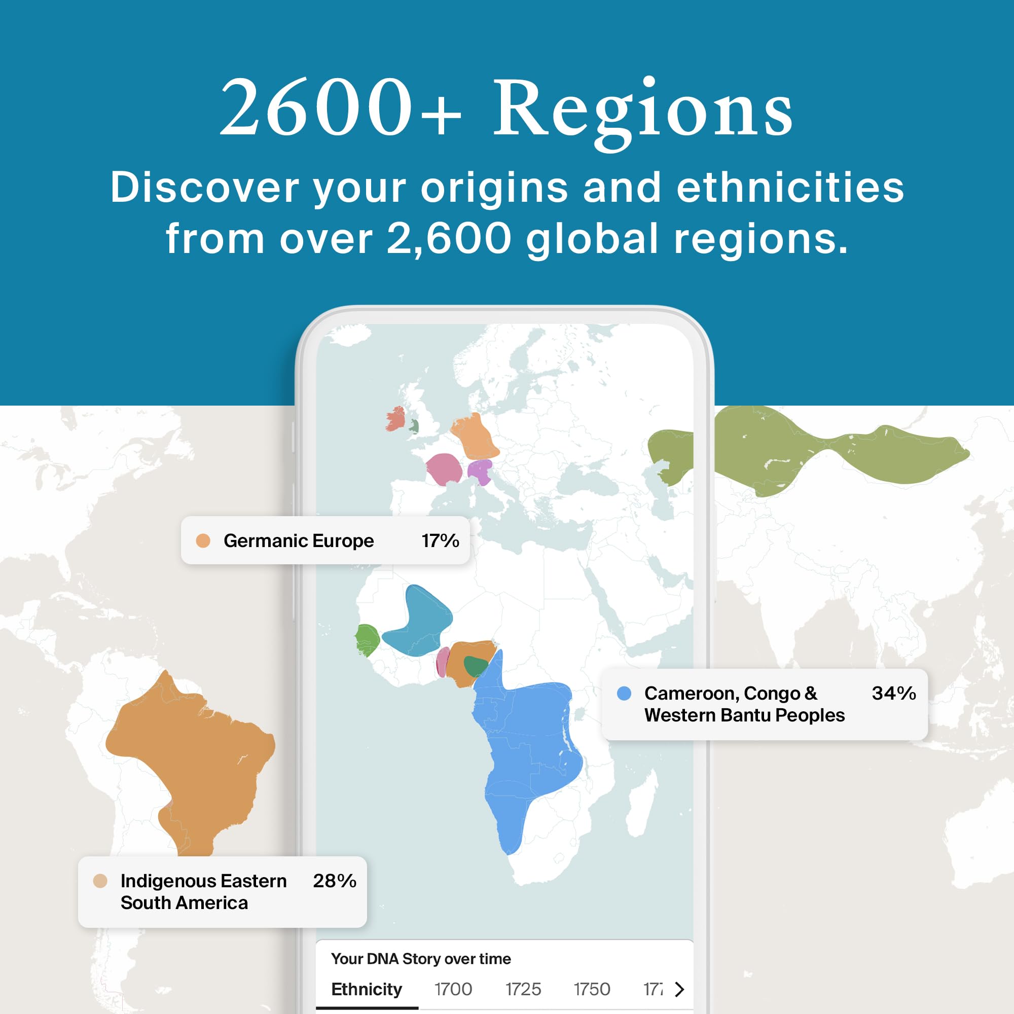 AncestryDNA Test Kit + 3Month Ancestry World Explorer Membership DNA Ethnicity Test