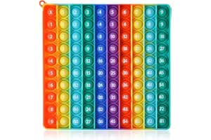 9 x 9 Multipication Games, Kingmall Rainbow Square Fidget Toy 100bubbles Stress Relieving Multiplication Pop for Teachers to Create Kinds of Math Manipulatives【with 1-9 Multiplication Tables】