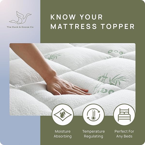 COOLING MATTRESS TOPPER – QUEEN SIZE | PLUSH PAD MATTRESS TOPPER FOR BACK PAIN RELIEF, 8-21″ DEEP POCKET | VISCOSE MADE FROM BAMBOO PILLOW TOP | BEDROOM ESSENTIALS