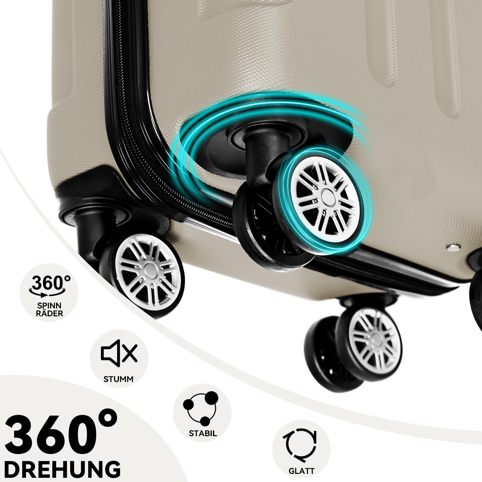 BEIBYE Zwillingsrollen Hardcase Reisekoffer Koffer Trolleys Hartschale in XL-L-M in 14 Farben (Champagner, Handgepäck (55cm)) 8