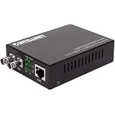 Intellinet Gigabit Ethernet Media Converter, RJ45 to ST Multimode SX | RJ45 To ST Fiber Media Converter, 10/100/1000, 850 Nm, 1,800 Ft Range, LFP, QoS, VLAN Tagging, NDAA Compliant