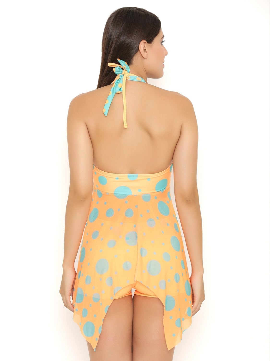 fasnoya women's orange polka printed tankini swimsuit -bbik526