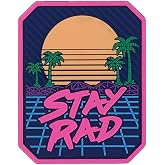 Stay Rad PVC Patch (Full Color) | 2.37in x 3in; full-color PVC; hook-and-loop back; retro 80s cyberpunk design; MSM quality