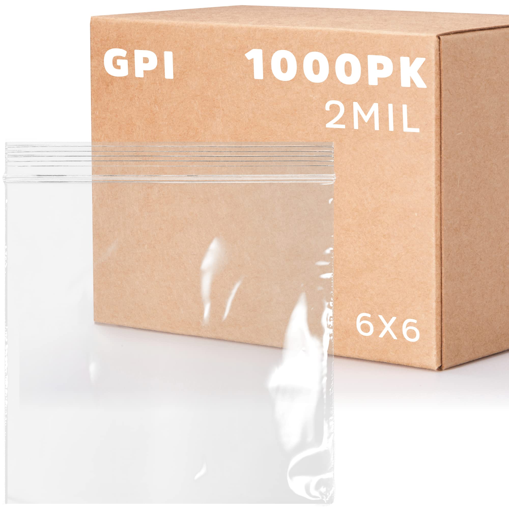 Photo 1 of Clear Plastic Zip Sandwich Bags - Bulk GPI Case Of 1000 6" x 6" 2 mil thick, Strong & Durable RECLOSABLE Poly Baggies With Resealable Zip Top Lock For Travel, Storage, Packaging & Shipping.
