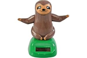 Home-X Brown Sloth Solar Dancer Figure, Solar-Powered Dancing Office Desk Decor, Windowsill or Car Dashboard Decoration