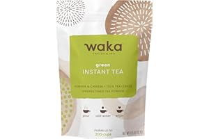 WAKA COFFEE Waka Instant Green Tea Mix, Original - 100% Tea Leaves, No Additives, Unsweetened Tea Powder in Bulk Pouch – Easy Quick Hot and Iced Teas, Up to 200 Cups (4.5oz)