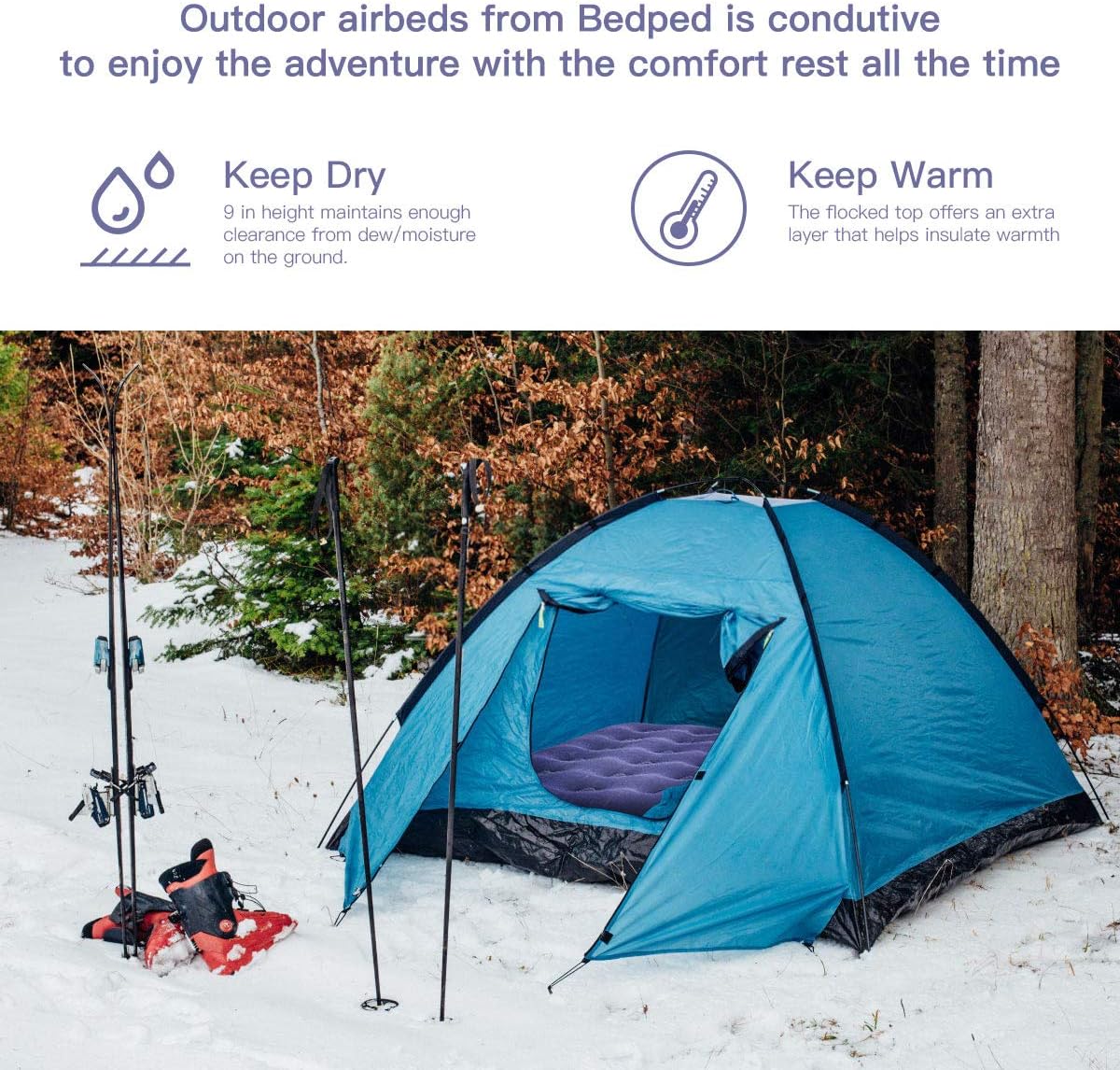 Gift Queen Air Mattress with Electric Pump -Portable Blow Up Mattress for Camping to Gifting Eye Mask/Pillow/Ear Plugs -Durable Inflatable Air Bed -Gifts for Men/Women/Her/Him: Kitchen & Dining