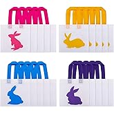 Chuangdi 20 Pcs Easter Bunny Gift Bags Rabbit Egg Hunt Bags with Handle 7.9 x 7.9 Inch Bunny Tote Non Woven Candy Treat Baskets for Easter Baby Kid Party Supplies, 4 Styles
