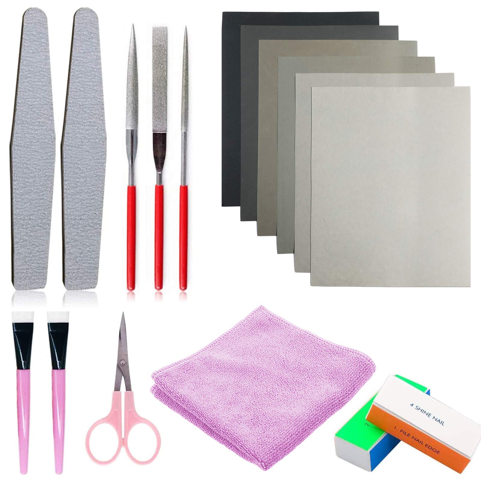 Lekeeu Resin Casting Tools Set, 17 Pieces Resin Polishing Tool Kit, Include Sand Papers, Polishing File, Polishihg Block, for Polishing Epoxy Resin Jewelry Making Mother's Day