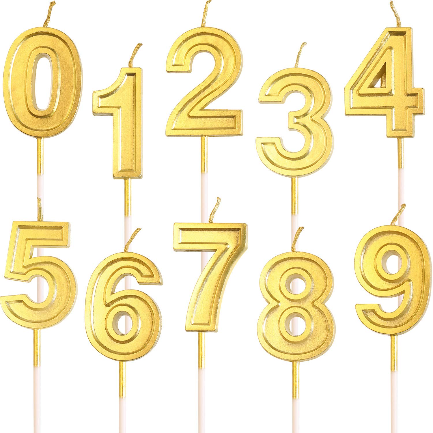 10 Piezas Velas De Pastel De Cumpleanos Brillo Dorado Velas De Velas De Cera Numero 0 9 Topper De Cumpleanos Para Adultos Ninos Suministros De Fiesta De Cumpleanos Velas