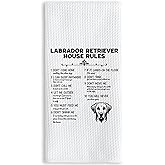 TNUW Labrador Retriever House Rules Kitchen Towels 16X24 in, Dog Gifts, Chocolate Yellow Black Lab Dish Towels for Kitchen Bathroom Decor