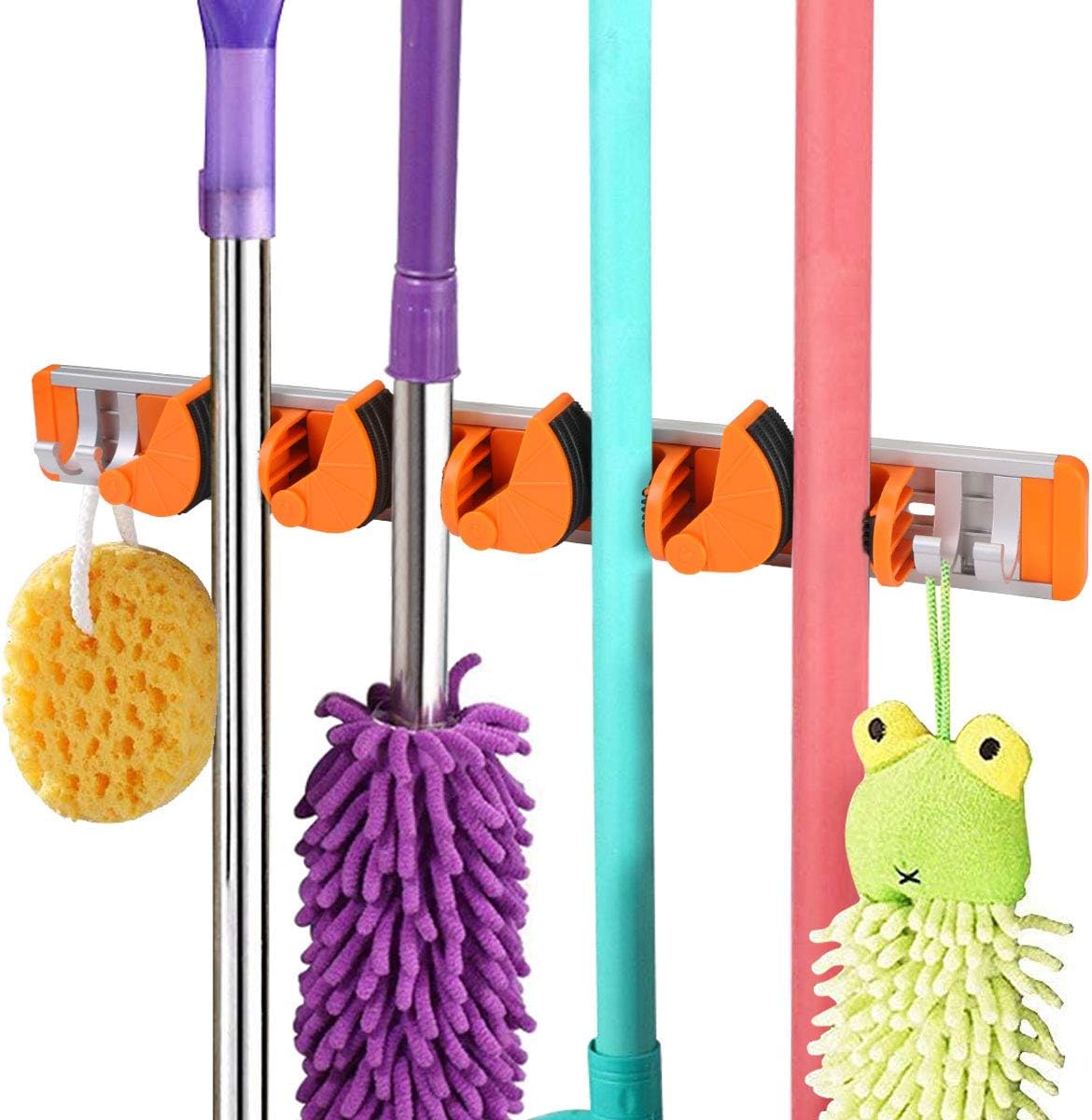 Vicloon Mop Holder, Wall Mounted Organizer with Flexible Adjustable 4