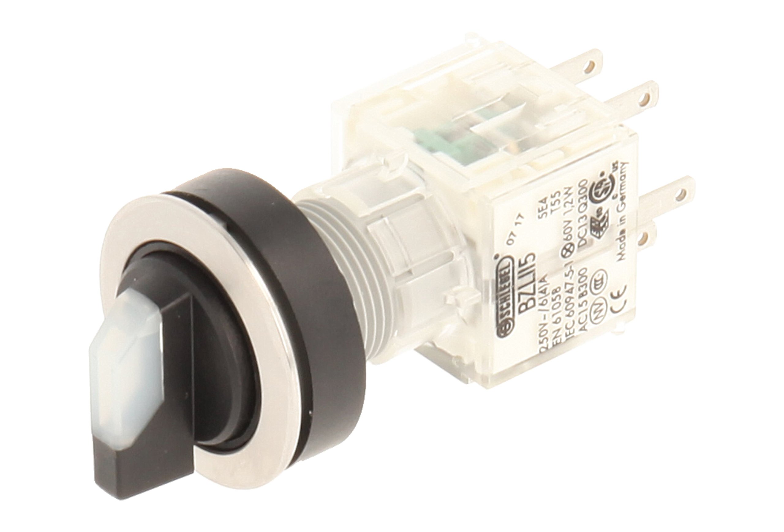 Club 23.001.378 Light Switch, Latching, Stainless Steel, 3 Positions Momentary Contact Sensor LED Lamp Holder t5,5 K 2 normally open contacts 24 V, Clear (Pack of 2)