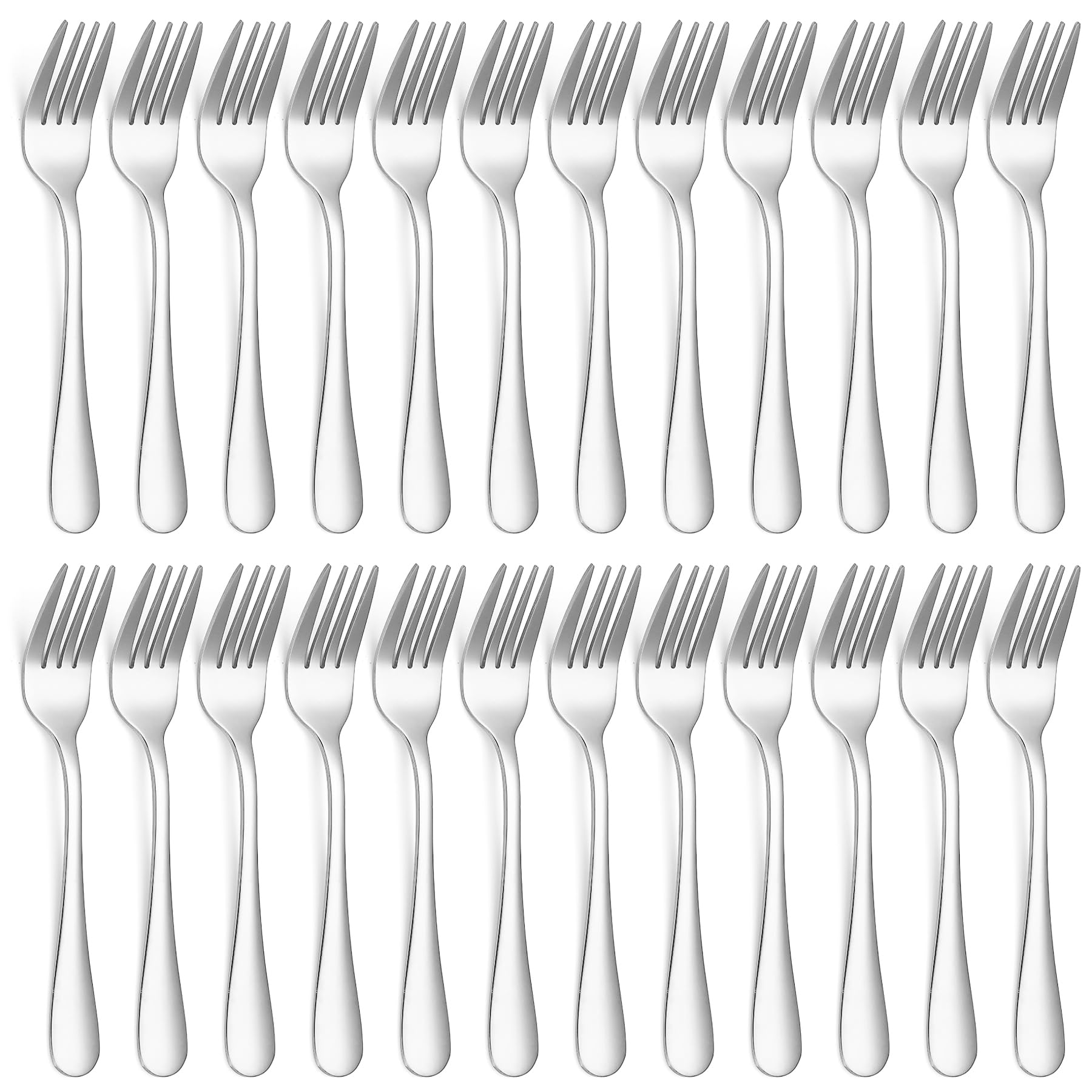 Evanda Dessert Forks 24 Pieces, Stainless Steel Pastry Forks Set, Fruit Forks, Mini Cake Forks, Appetizer Forks for Home, Wedding, Party, Cafe, Restaurant, Dishwasher Safe.