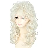 LeMarnia Women's Wigs 70s 80s Fashion Singer Wigs Platinum Blonde Long Curly Beehive Wigs for Halloween Costume Party Wig
