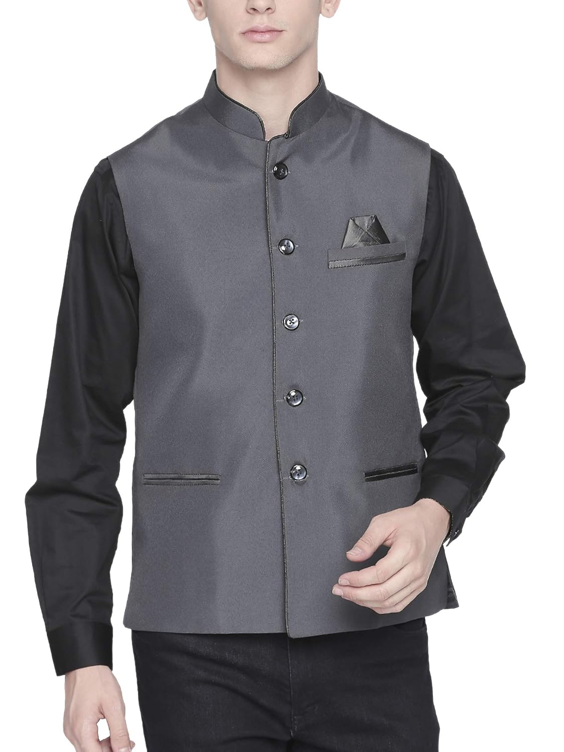 Buy Blacksmith Black Fine Formal Modi Jacket for Men Nehru Jacket