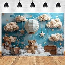 Amazon.com : Hot Air Balloon Bear Baby Shower Photography ...