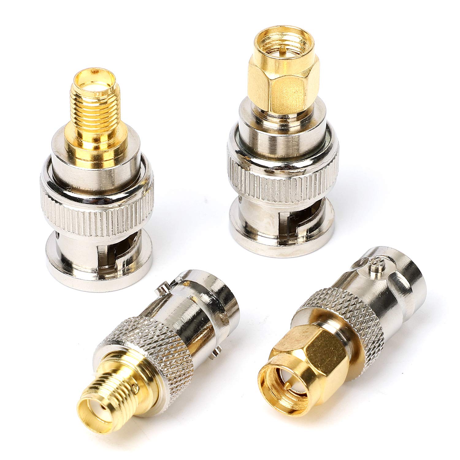 Hyber&Cara 4 Pcs SMA to BNC RF Adapter Connector Kit for SDR Ham Radio Baofeng UV 5R uv82 V-5r5 Two Way Handheld Radio Electronics CCTV Camera scanner Two Way Radio