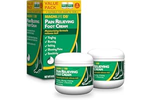 MagniLife DB Pain Relieving Foot Cream, Calming Relief for Burning, Tingling, Shooting & Stabbing Foot Pain, Moisturizing Foot Cream Suitable for Diabetic and Sensitive Skin - 2 Packs of 4 oz Jars