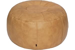 Thgonwid Unstuffed Moroccan Ottoman Pouf Cover, Ottoman Footstool Storage Solution, Bean Bag Chair, Foot Rest, Camel