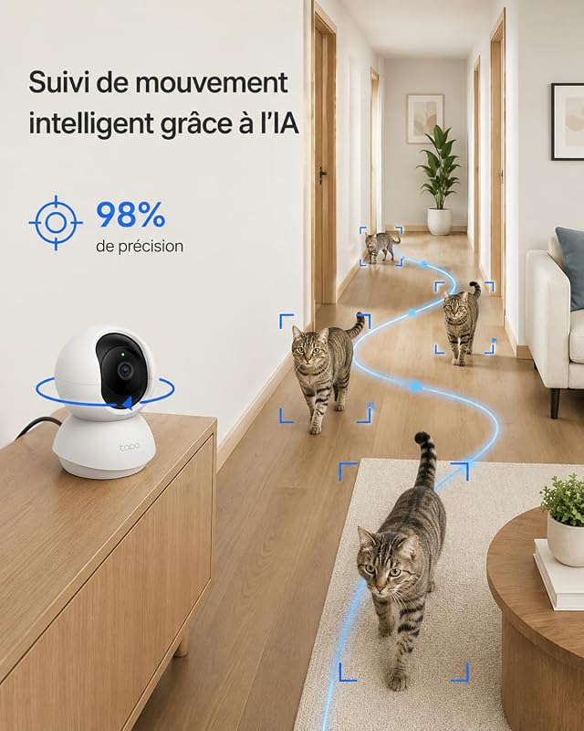2K Camera Interieur WiFi 360° Intelligente Connectée,C210