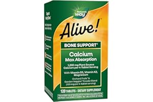Nature's Way Alive! Calcium Max Absorption, Bone Support*, Plant Source Calcium, Vitamin D3 & K2, Magnesium, 120 Tablets (Packaging May Vary)