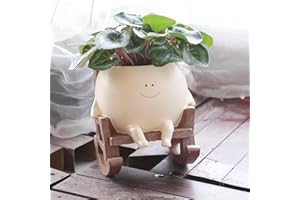 Camotank Smiley Face Rocking Chair Planters Flower Pots for Plants Funny Succulents Plant Live Cute Resin Head Planter for Indoor Outdoor Plants Gift Ideas for Mother and Christmas (Small)