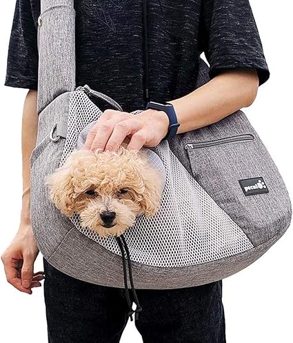 Pecute Bolso Perro Pequeño Bolsa Bandolera de Transporte de Gatos, Correa de Hombro cómoda Acolchada Ajustable con Bolsill, con Cuerda de Seguridad ...