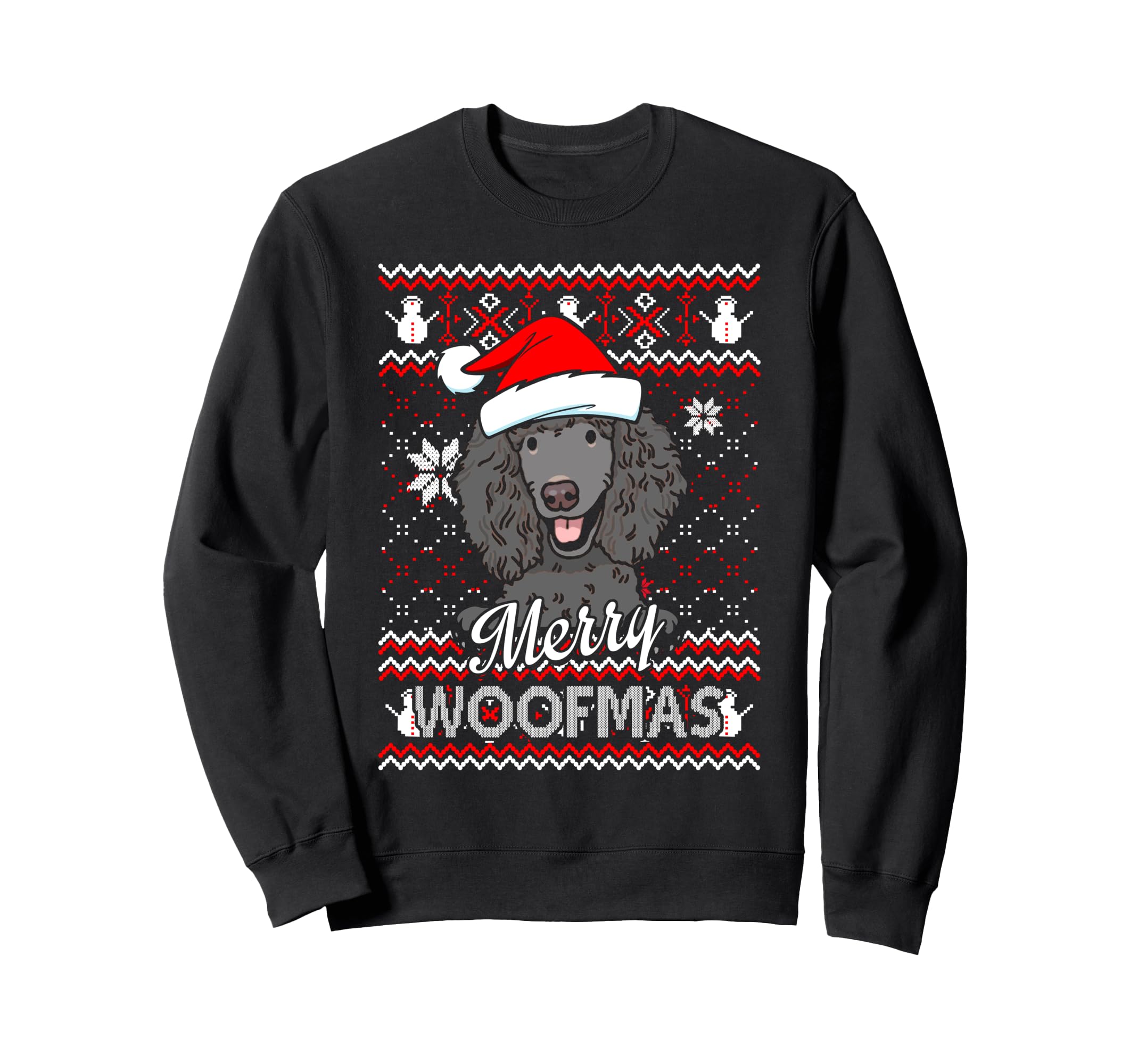 Photo 1 of Merry Woofmas Black Standard Poodle Dog Santa Ugly Christmas Sweatshirt