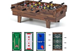 GYMAX 4 in 1 Multi Game Table, 32" Combo Game Table Set Includes Foosball, Pool Table, Hockey, Ping Pong Tabletops w/Accessories for Kids & Adults, Home, Game Room, Family Nights