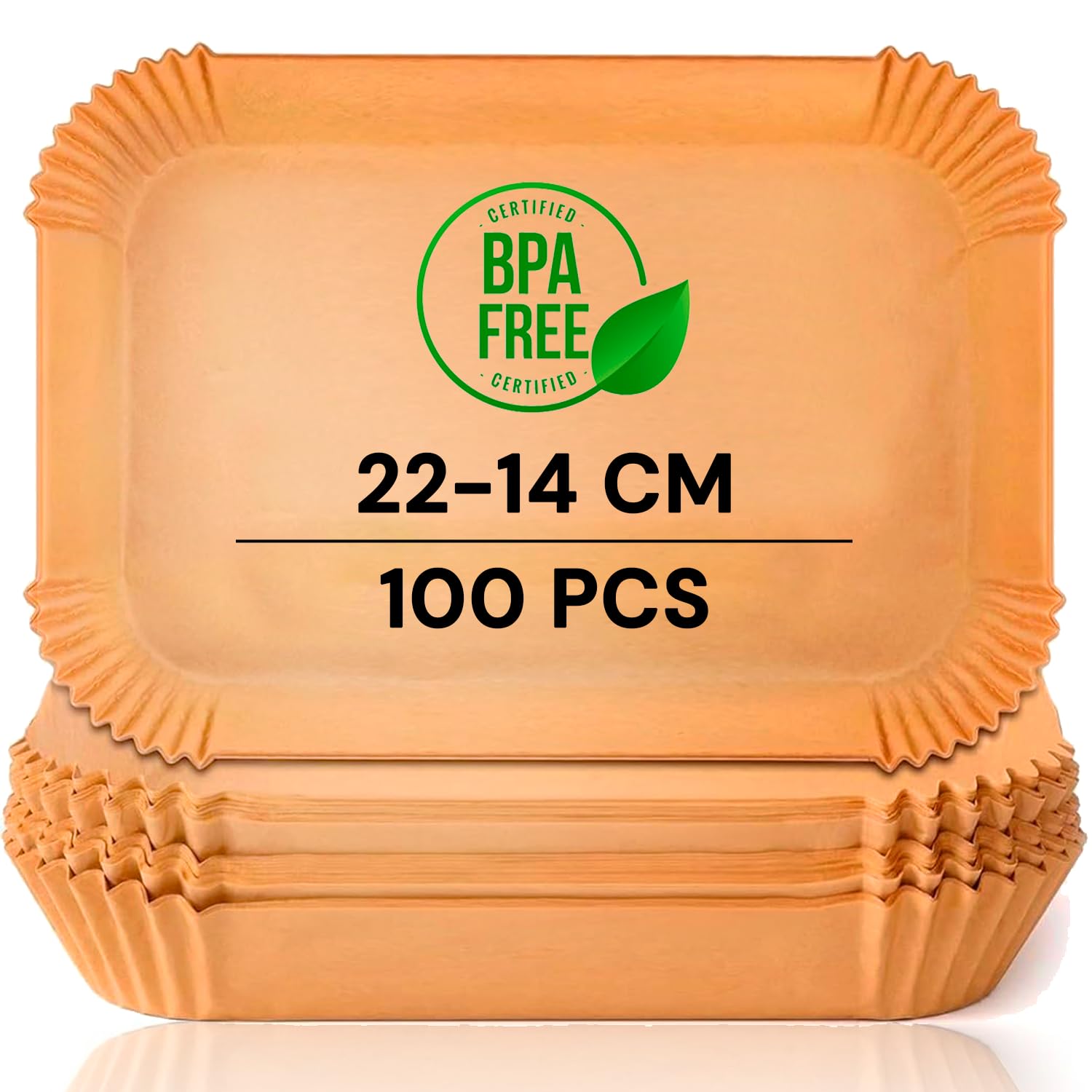 edihome, Backpapier für Heißluftfritteuse, fur Air Fryer, 100 Stück, 22x14 cm, Rechteckig, BPA Free, Zubehör Heissluftfritteuse, Einweg, für Backofen, Brown
