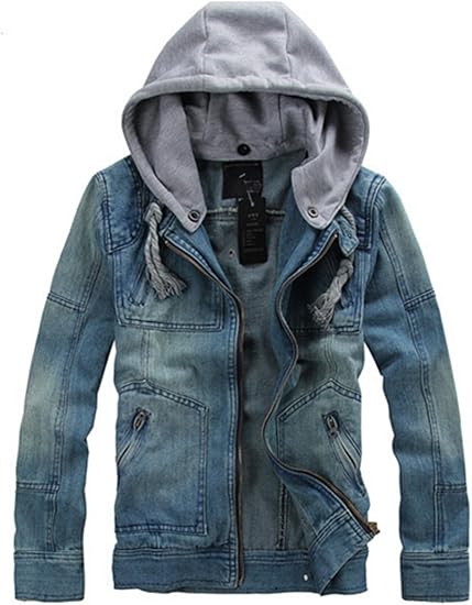 Amazon ハイホン Baihong ジャケット メンズ 春 デニムジャケット フード付き 2way フードコート デニム アウター デニムコート インナー ジャケット レディース コートメンズ メンズ ジャケット 秋 春 Xxxxl 画像通り コート ジャケット 通販