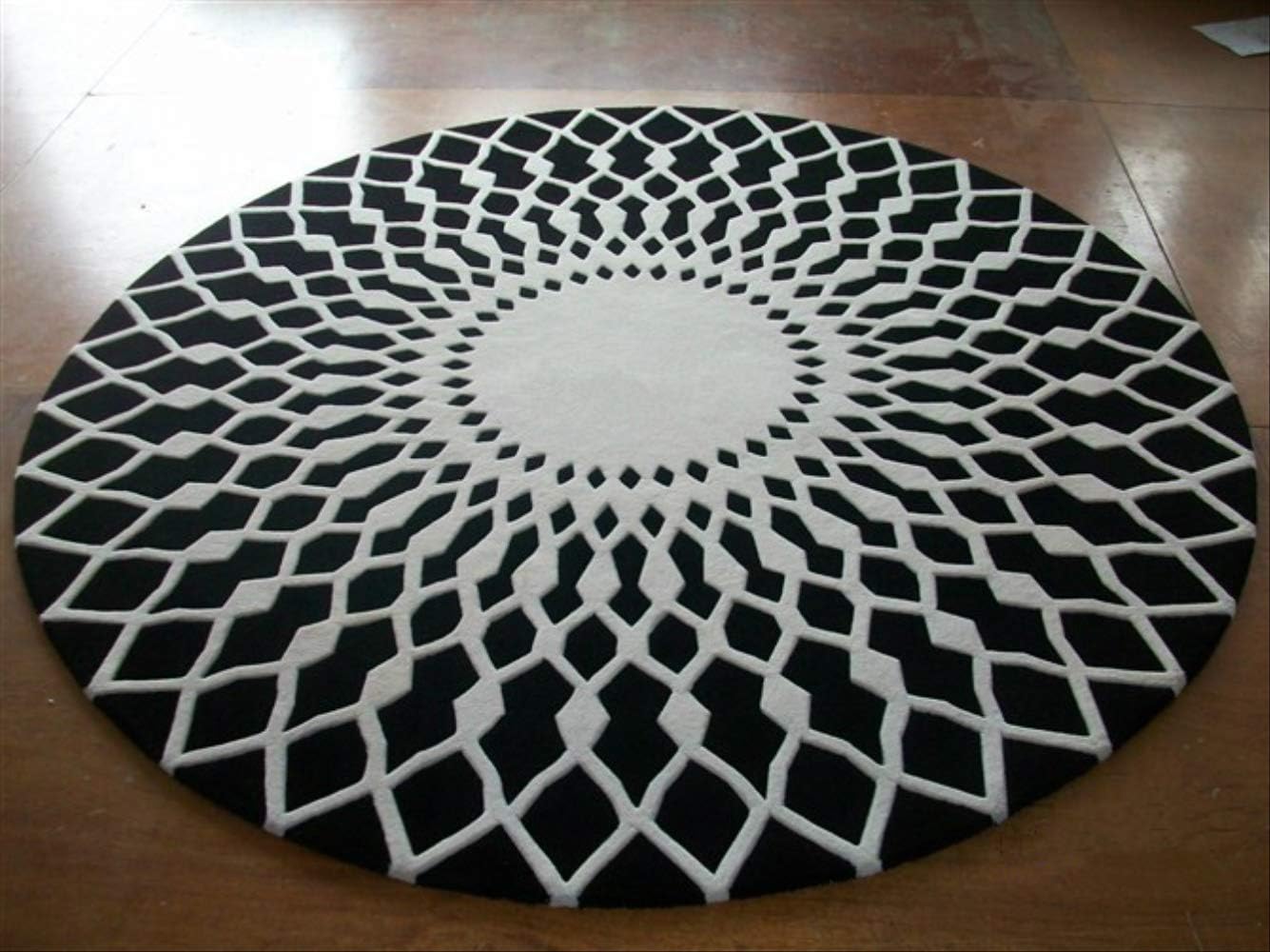 RSZHHL carpet Round Large Area Rugs Prayer Carpet Modern Black White Handmade Rug Living Room/Bedroom Shabby And Chic Mat