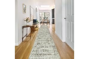 Morebes Vintage Long Runner Rug for Hallway 12 ft, Washable 12 Foot Runner Rug, Soft Non Slip Distressed Carpet Runners for Farmhouse Kitchen Living Room Dining Playroom, Brown