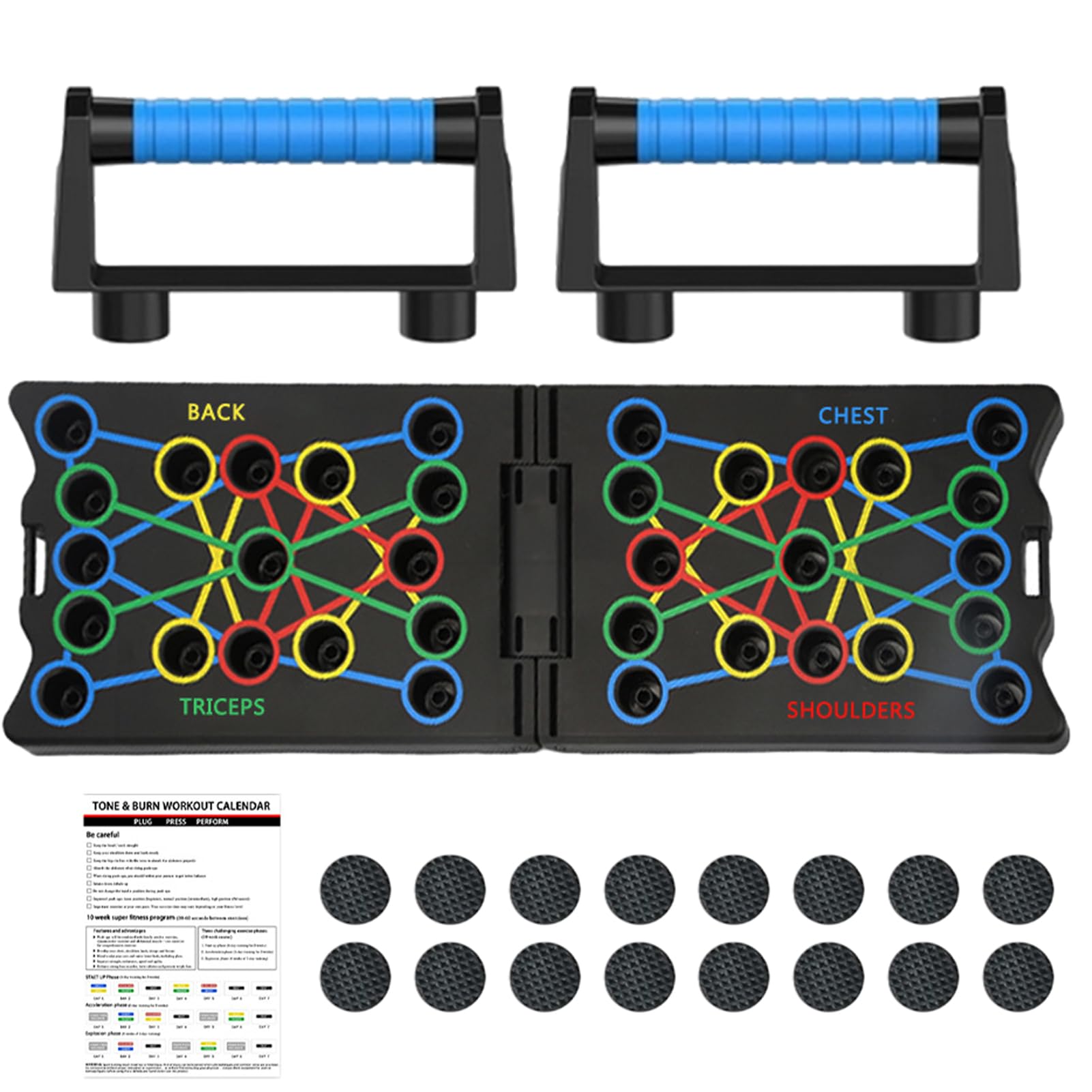 SALATEILY Solid Push Up Board, 24 In 1 Foldable Anti Slip Push Up Board Muscle Exercise, Professional Equipment Burn Fat Strength Training, Fitness Burn Fat Strength Training for Men & Women