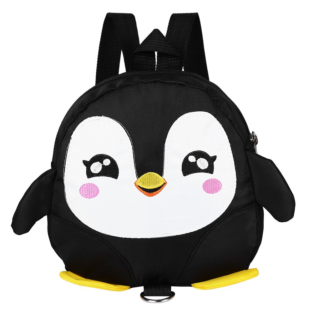 Fdit Backpack Cute Cartoon Penguin Baby Safety Harness Backpack Toddler Anti-lost Bag Children Schoolbag(22 * 22 * 4cm-black)