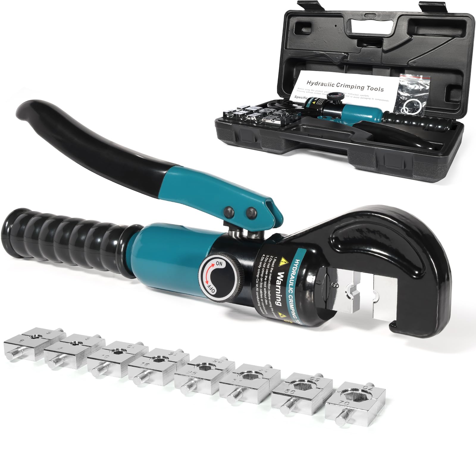 Lsoar Hydraulic Crimping Tool Hydraulic Cable Lug Crimper with 9 Pairs of Dies 4-70 mm²