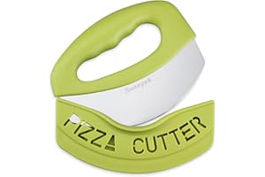 Suanyok Premium Pizza Cutter Food Chopper-Super Sharp Stainless Steel Pizza Cutters Rocker/Slicer/Blade/Knife with Cover Multi Function Kitchen Tools,Dishwasher Safe(Green)