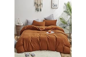 Wellboo Pumpkin Color Comforters Queen Rust Bedding Cotton Solid Terracotta Bed Burnt Caramel Blankets Dusty Orange Comforter Women Girls Queen Size Cinnamon Brown Comforters Adults Soft Warm Bedding